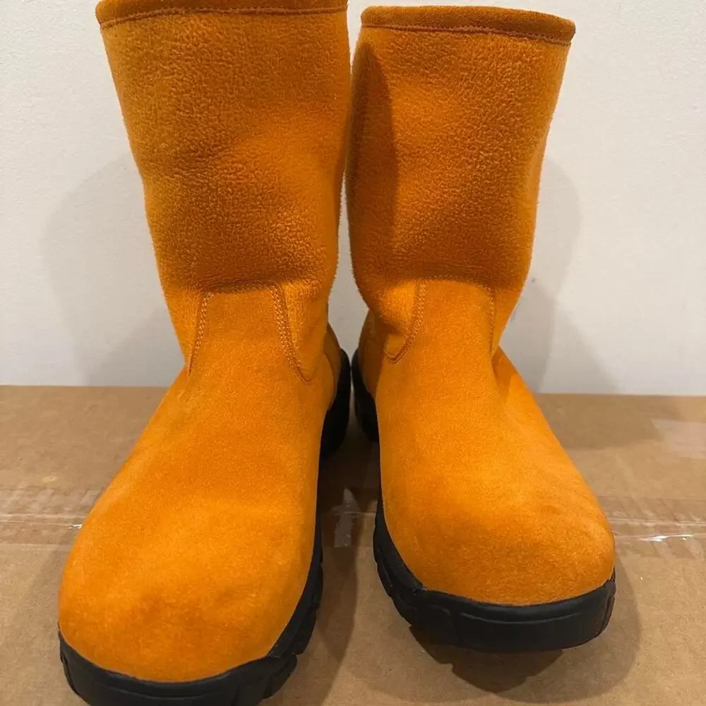 Lands end orange suede and fleece women's mid calf winter boots size 7.5